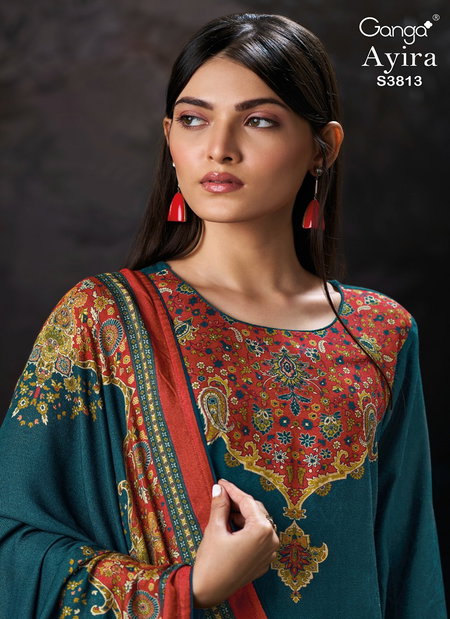 Ayira 3813 By Ganga Wool Pashmina Dress Materials Wholesale Price In Surat

